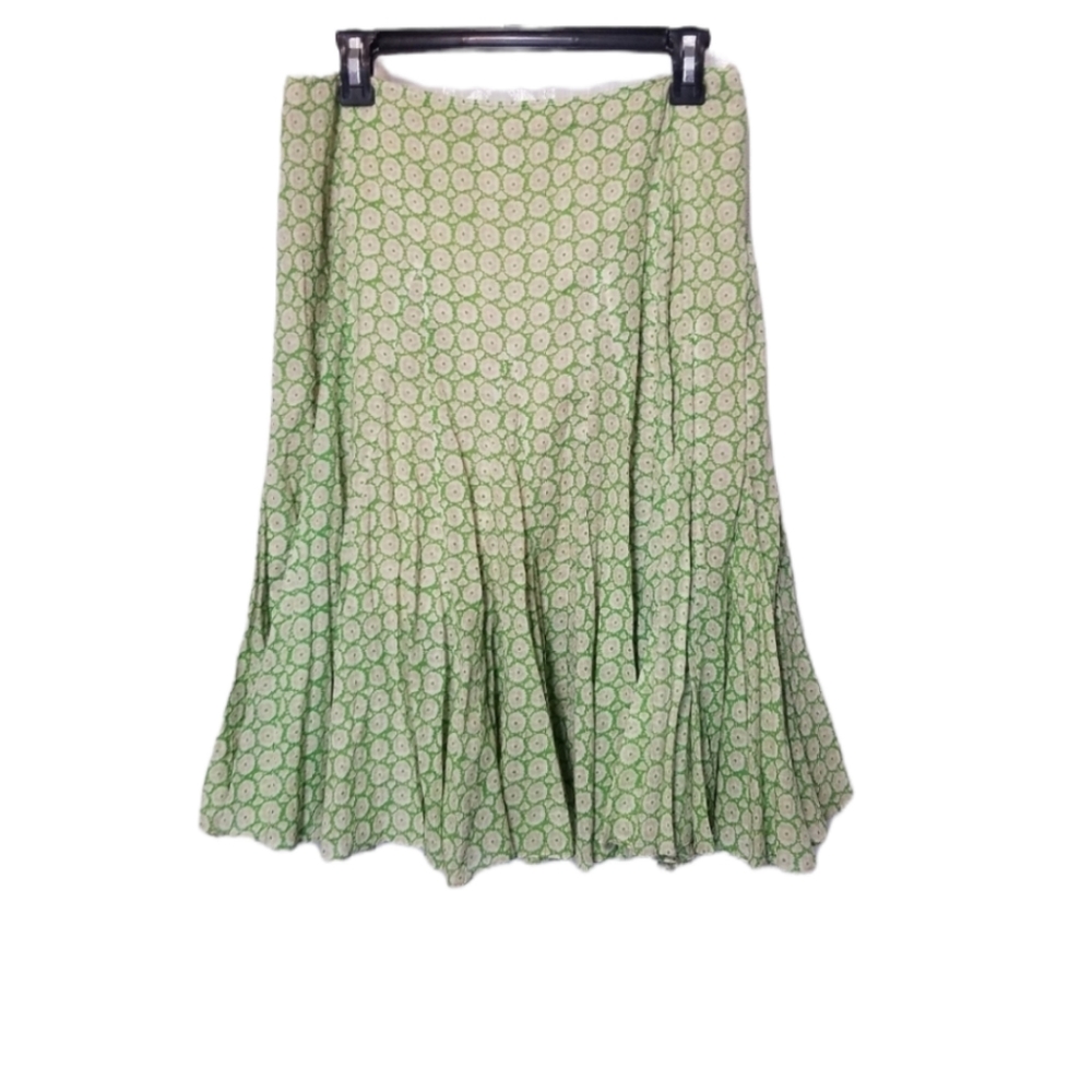 Etcetera Skirt Womens Size 6 Green Ditsy Floral Flare Summer